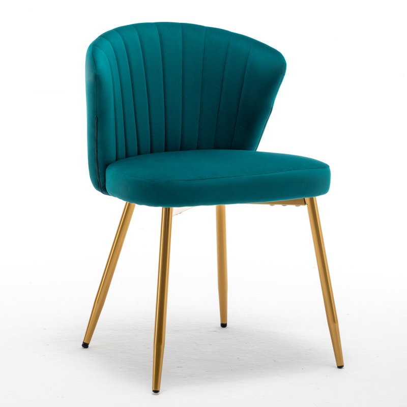 Raffinee Velvet Slipper Chair, Greenish Blue