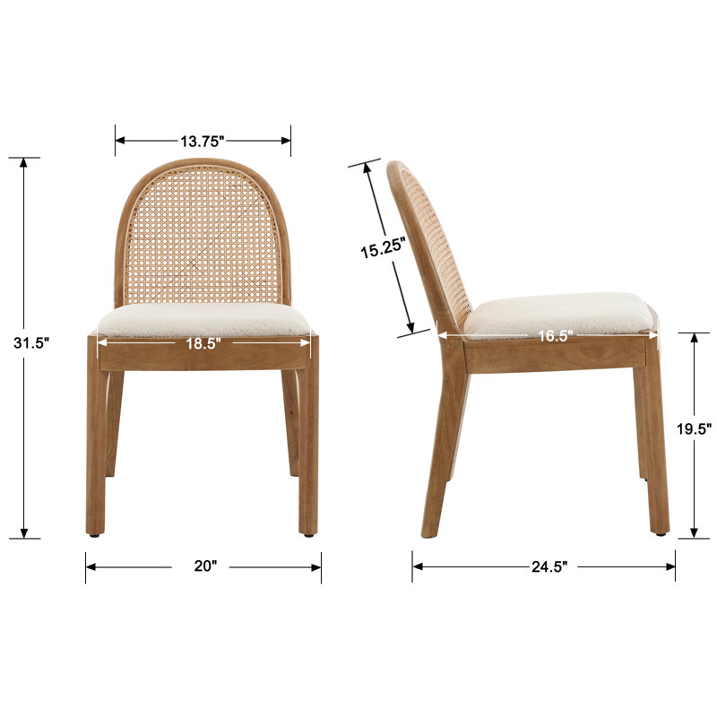 Kashtyn Fabric Solid Back Side Chair, White, Wood