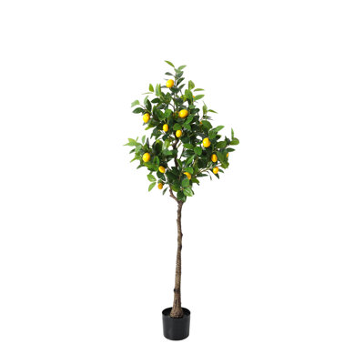 Indoor Faux Lemon Tree with Lifelike Fruits for Home Décor