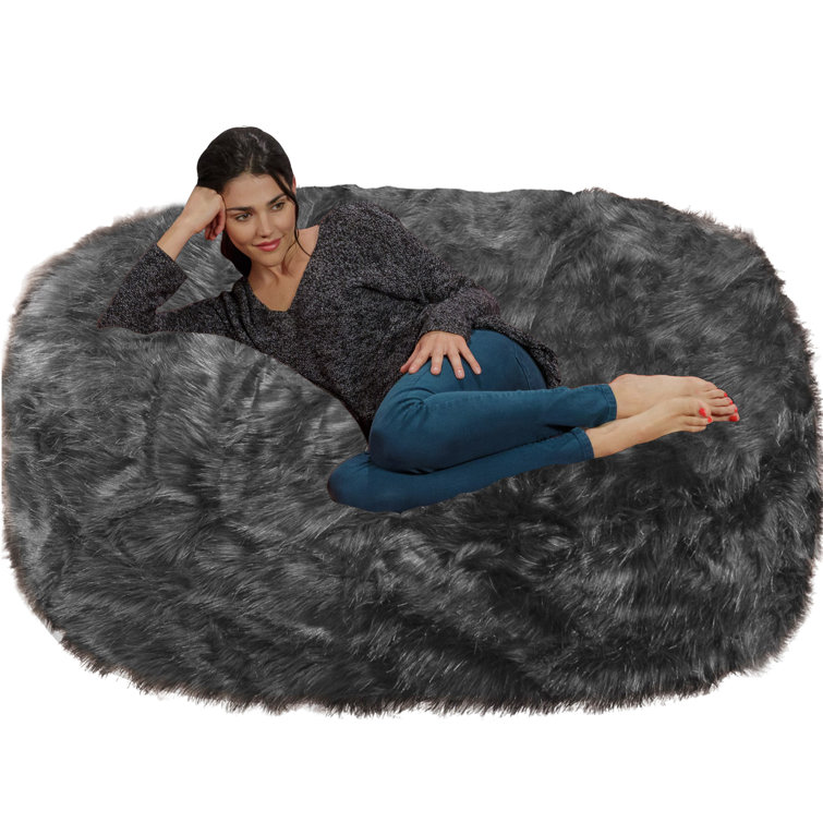 Bean Bag Chair Lounger - Large 6 Ft Faux Fur Classic Shredded Memory Foam Filled Furniture Bean Bag Chair Lounger with Removable and Machine Washable Cover - Bean Bag Sofa Lounger with Soft Micro Fiber Cover  - Six Foot Bean Bag Lounger Multiple Colors