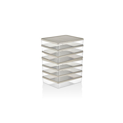 Durable Storage Box Set (8 Pieces), 10.8 x 2.0 x 8.9 inches | 100% Plastic, Dishwasher Safe | Ideal for Organizing Home, Office, and More, Space-Saving Design for Easy Storage and Accessibility