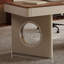 Bureau à 6 tiroirs brun noisette + bois manufacturé rectangulaire blanc + acier inoxydable-1333306194-1333306197