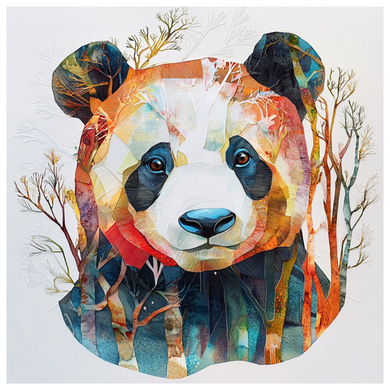 Colorful Panda Illustration Double Sided Throw Pillows, 26 po x 26 po