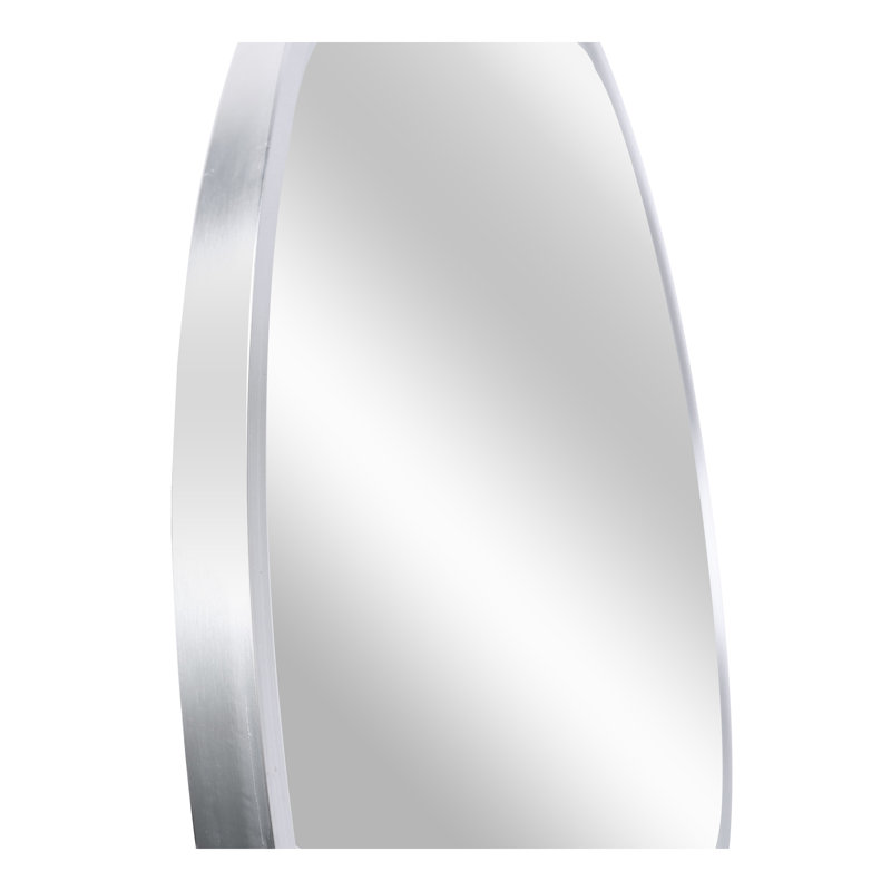 Miroir rond en aluminium pour hommes, 32 po x 32 po, Argent