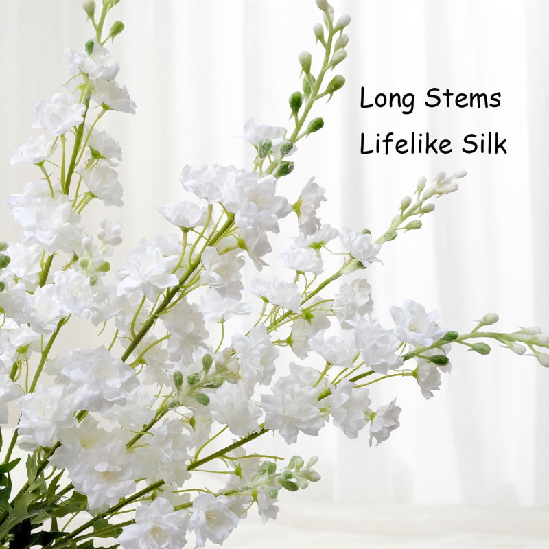 4pcs White Delphinium Artificial Flowers