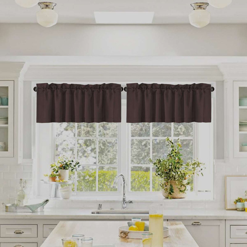 2 Panels Blackout Curtain Valances for Kitchen Windows/Bathroom/Living Room/Bedroom Privacy Decorative Rod Pocket Short Window Valance Curtains