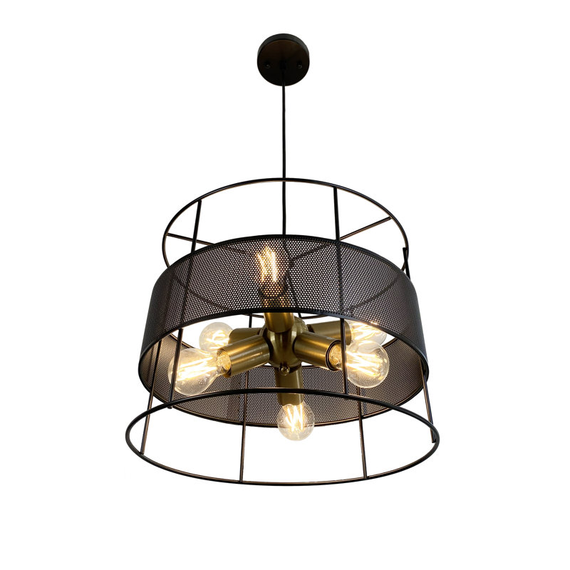 Lustre à abat-jour cylindrique 6 lumières