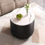 Table basse ronde moderne mobile 29,5 po avec roulettes et 2 tiroirs en marbre