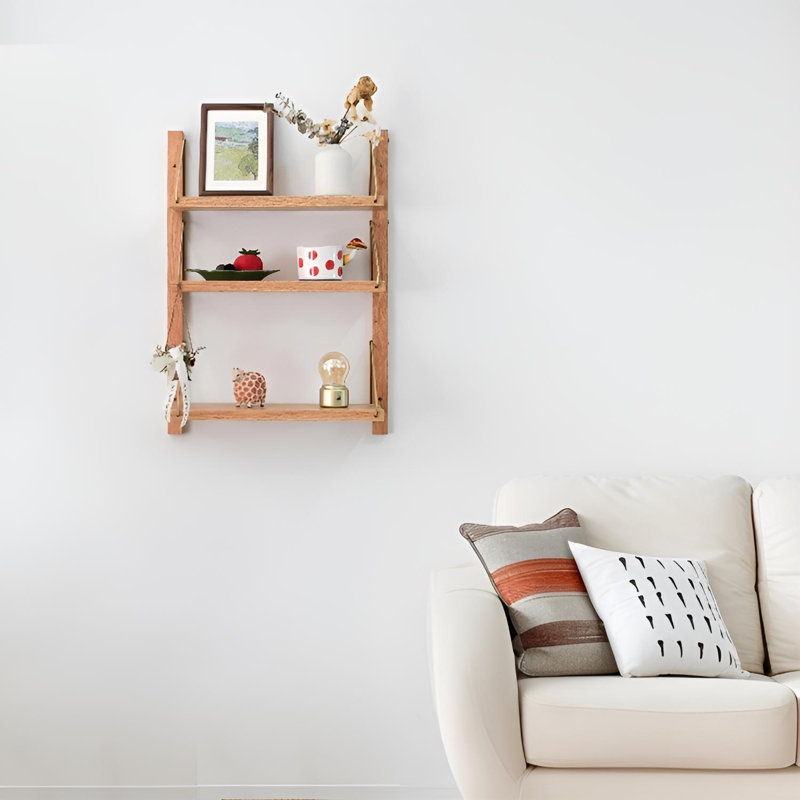 Tablettes flottantes en bois massif - affichage mural et rangement multicouches, H 23,62 po x l 16,92 po x P 6,69 po