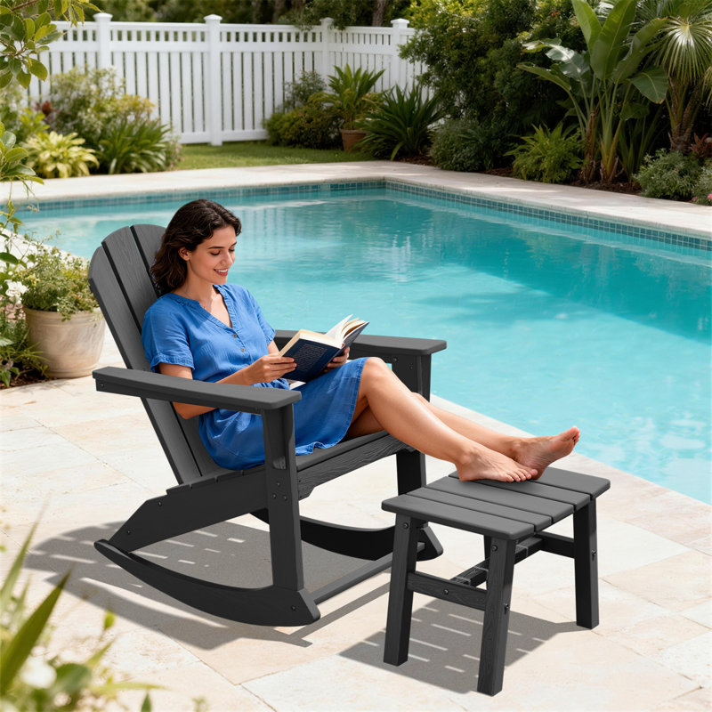 HDPE Wooden Rocking Adirondack Chair, Gray