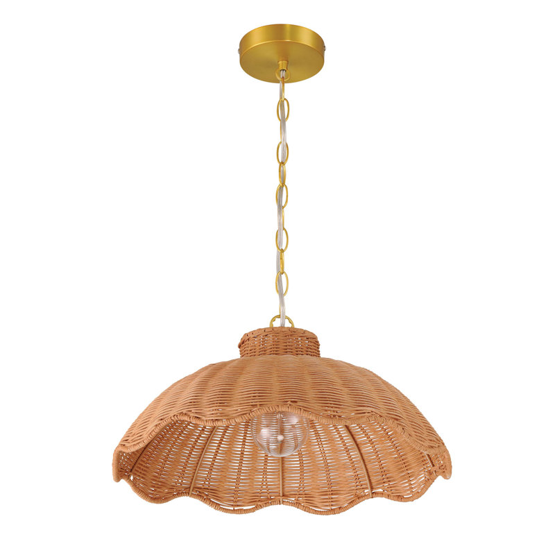 Petit luminaire suspendu en rotin 60 watts, H 72 po x l 17,5 po x P 8 po