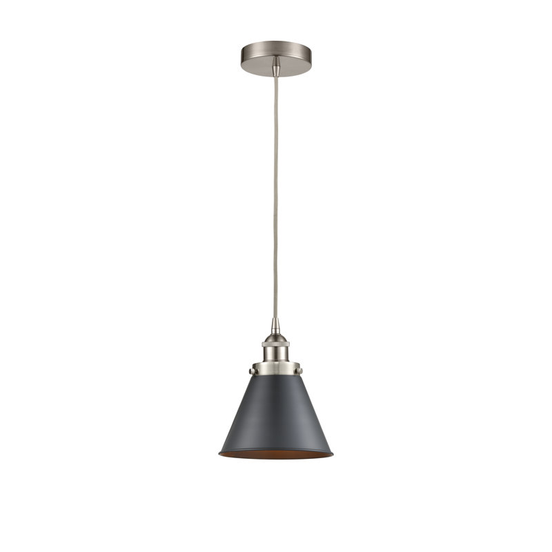 Luminaire suspendu conique à 1 lumière Rouvin, Nickel satiné brossé