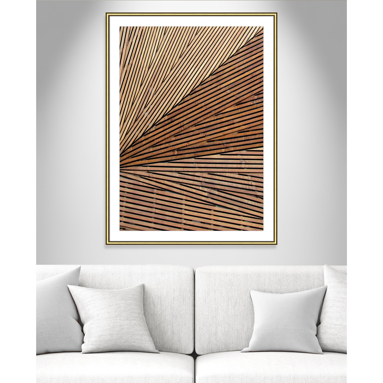 Fayette "Geometric Wood Panel 1" Print, Gold, 42.75" H x 30.75" W x 0.88" D