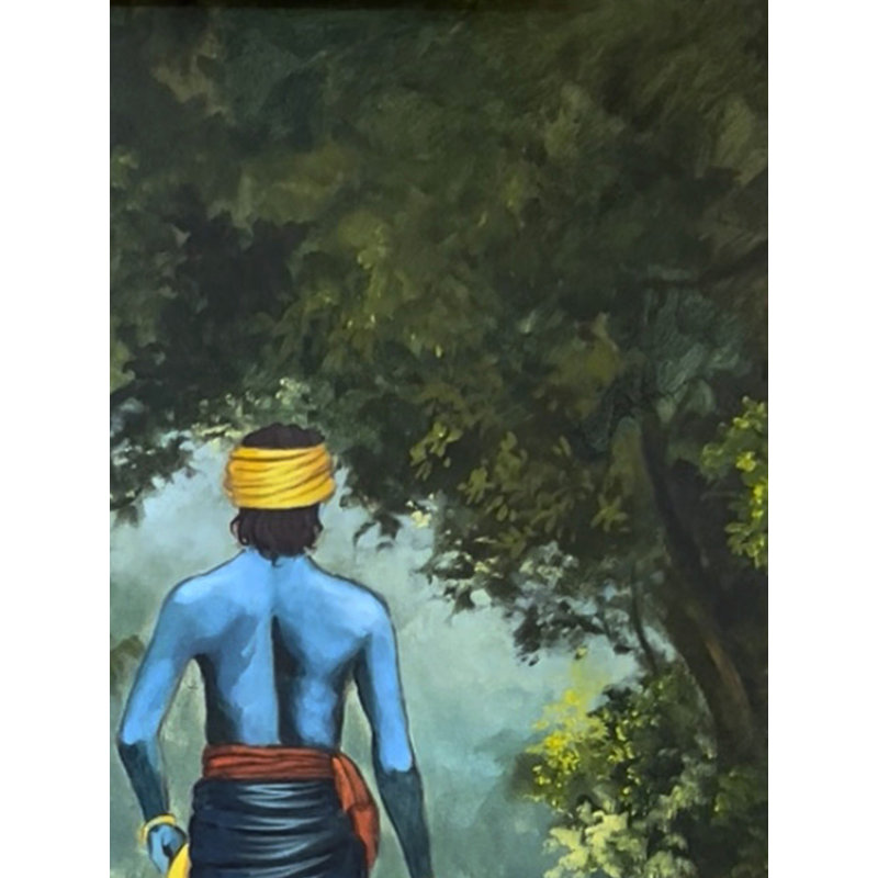 Krishna marchant | Technique mixte sur toile | Par Maadhvan Goyal