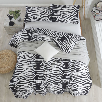 Ensemble de housse de couette en mélange de coton blanc / noir Obermeyer