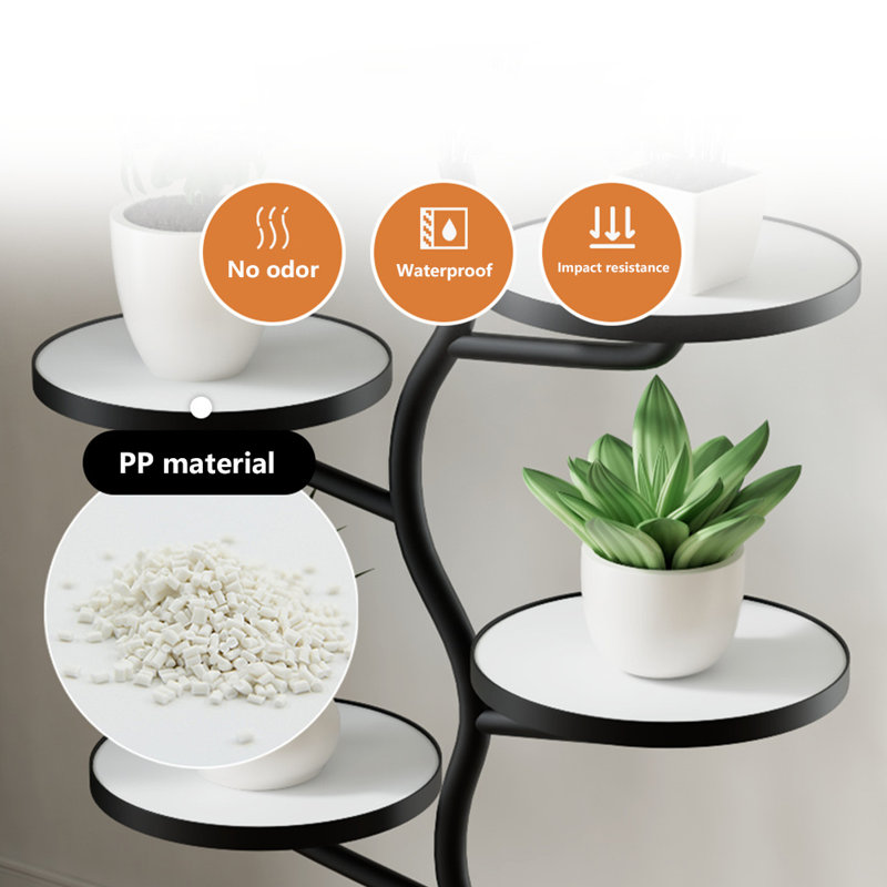 Support pour plante à 5 niveaux, Blanc/Noir