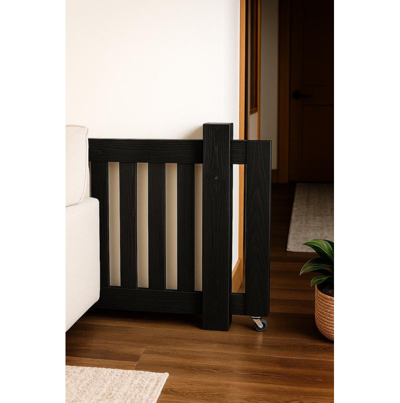 Barrière de sécurité intérieure en bois moderne, 20 - 28 inch W x 36 inch H x 2.5 inch D, Dark Walnut