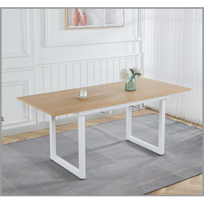 Square Extendable Dining Table With Metal Legs, Modern Space-Saving Design For Versatile Living Areas