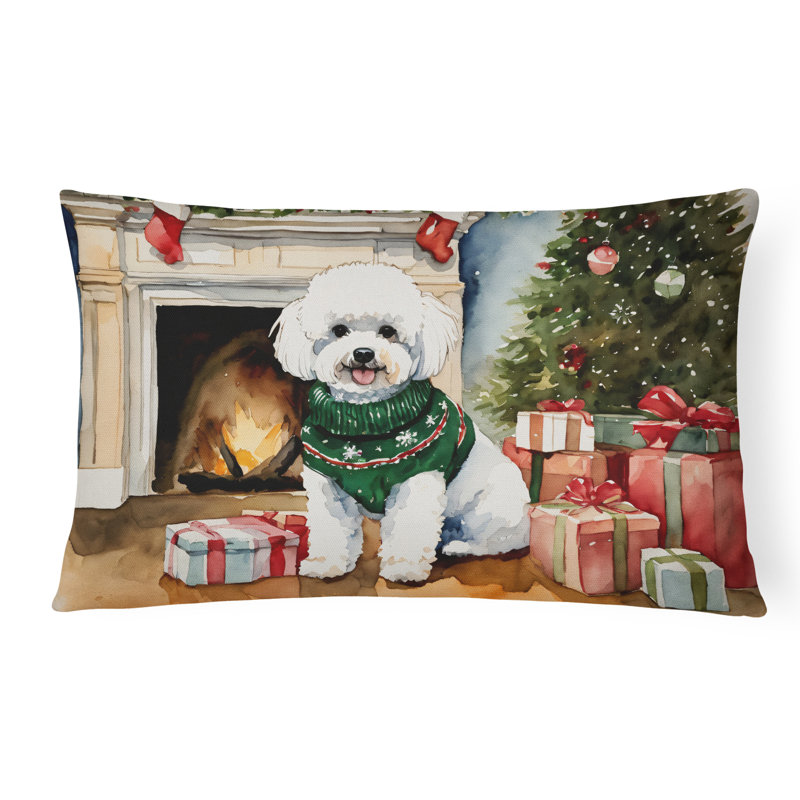 Bichon Frise Christmas Fabric Decorative Pillow