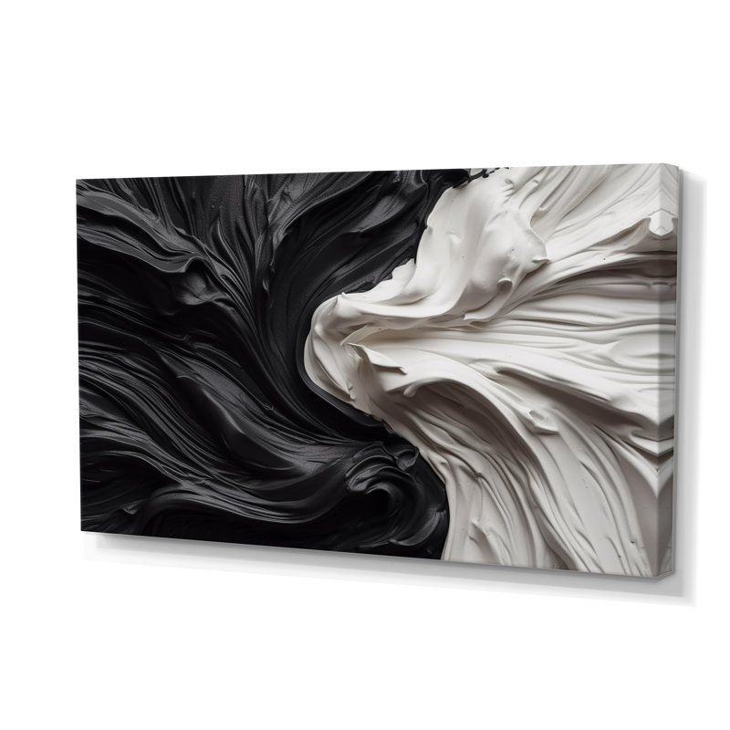 Noir et blanc marbré Dreamscape V - impression sur toile géométrique moderne