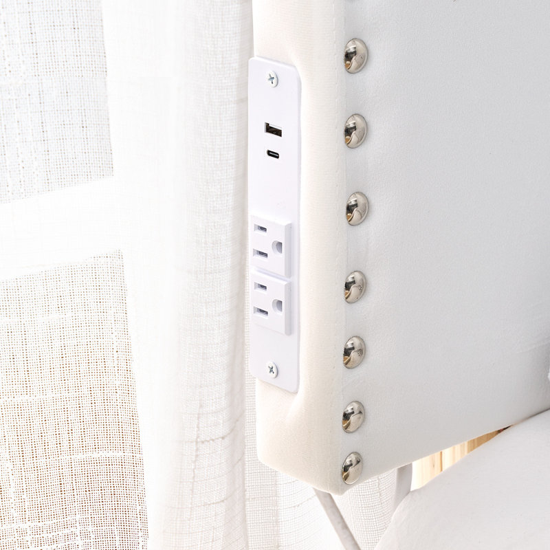 Tête de lit Bevel Tacked, Blanc / argenté