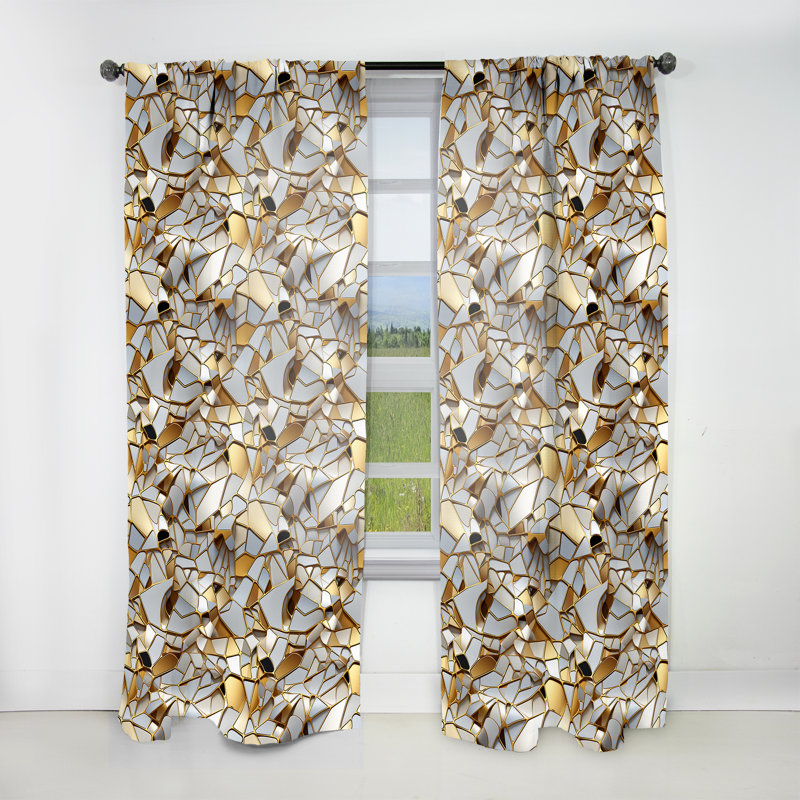 Gold And White Marble Opulen - Glam Velvet Curtain - Room Darkening - 1 Panel, 52" W x 63" L