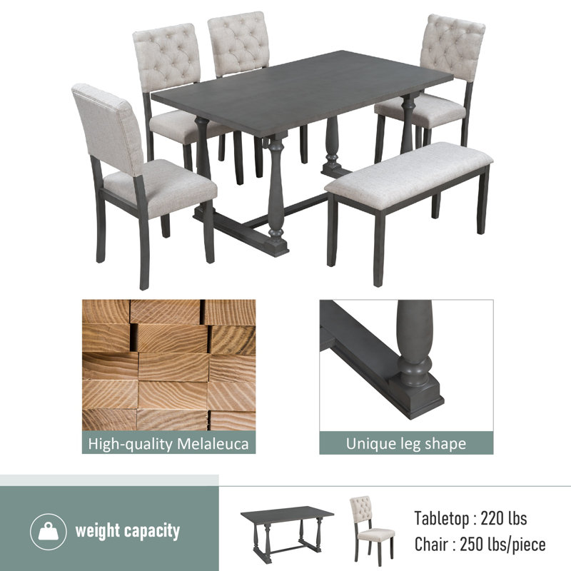 Ephram 6 - Person Trestle Dining Set, Gray