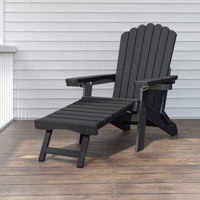 Chaise pliante réglable Adirondack avec repose-pieds escamotable, chaise Adirondack avec 2 porte-gobelets, chaise d'extérieur pour balcon de jardin et terrasse en pelouse, PEHD résistant aux intempéries