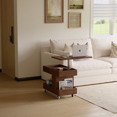 Solid Wood Wheel End Table