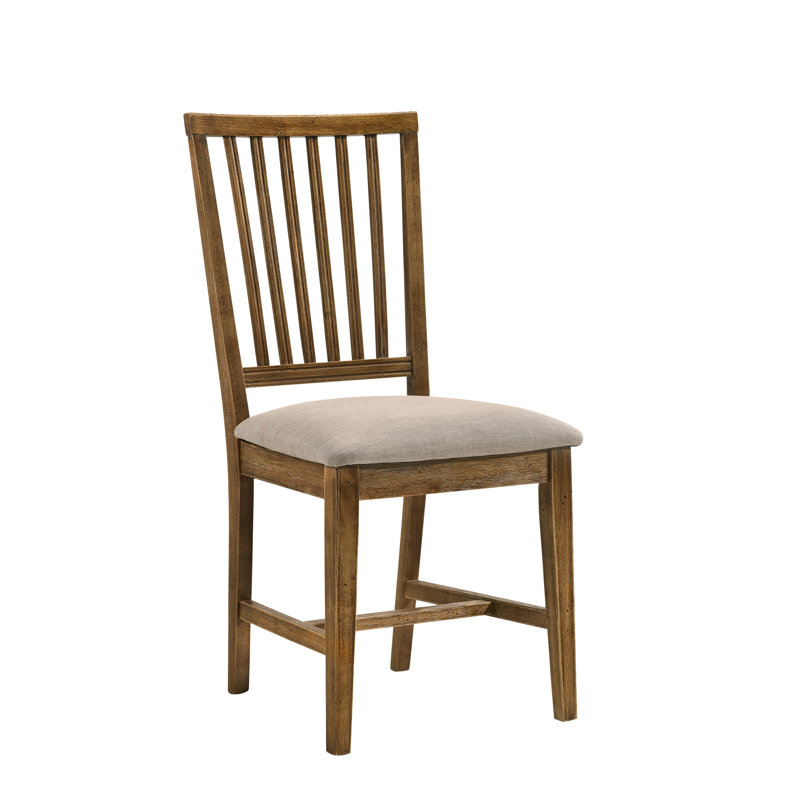 Ensemble de 2 chaises d'appoint rembourrées en lin brun clair avec finition chêne vieilli Wallace II
