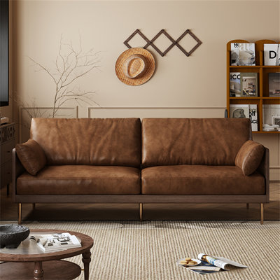 French style Caramel Colour Solid Wood Sofa