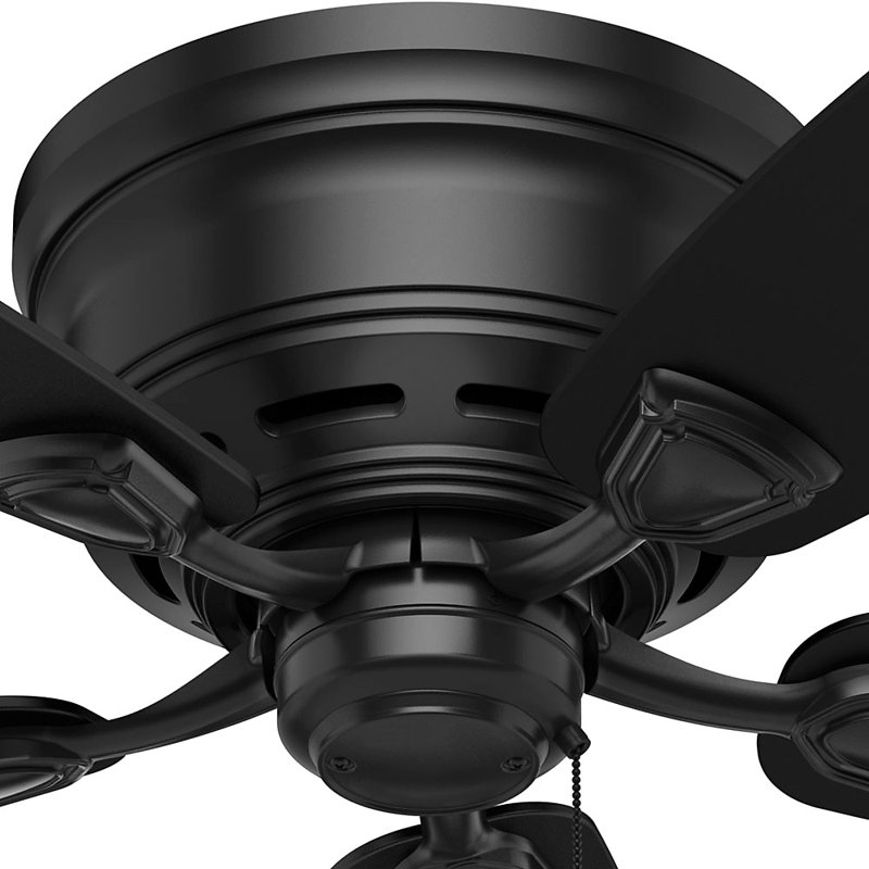 48" Sea Wind 5 - Blade Flush Mount Outdoor Ceiling Fan with Pull Chain, Matte Black