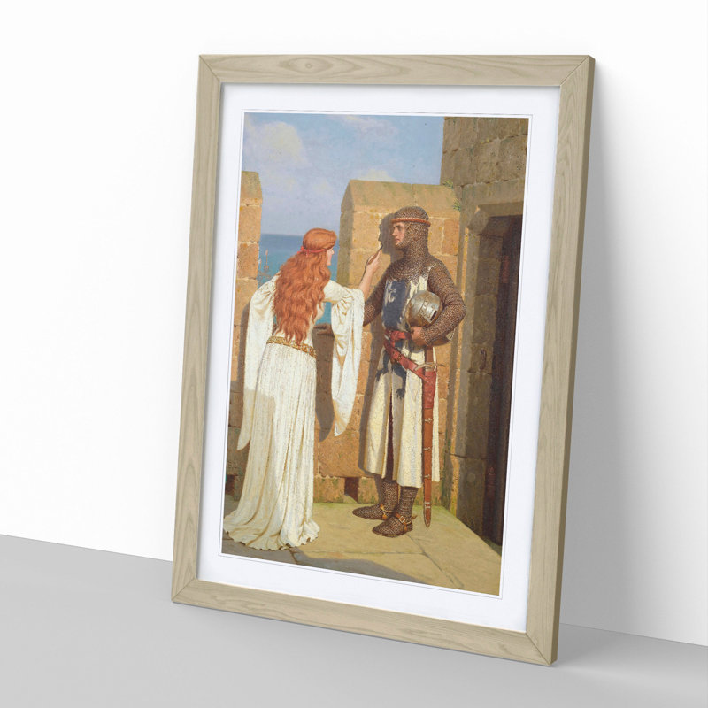 The Shadow by Edmund Leighton - Framed Print, 48cm H x 36cm W x 2cm D, Oak Framed
