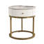 Table de chevet ronde avec compartiment de rangement pour la chambre à coucher - Ajout pratique table de luxe et glissade en marbre 19,68 pouces