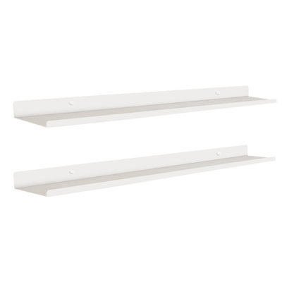 Set 2 Floating Shelf White | Metal Shelves For Picture Shelf And Photo Shelf | Floating Shelves For Bedroom, Kitchen Storage And Bathroom Storage In Home Decor | Wall Shelf (2. White)