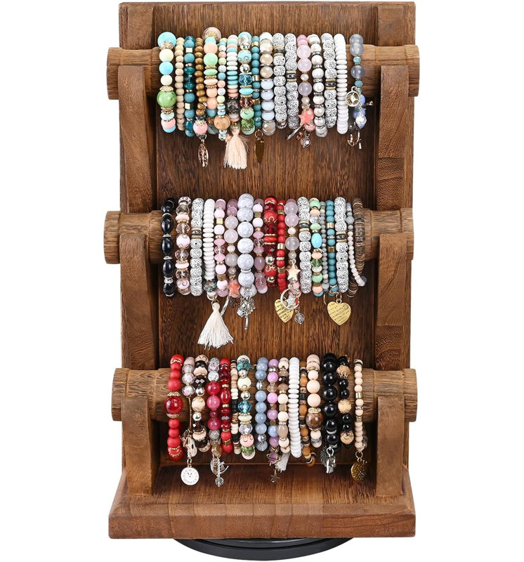 Présentoir à bijoux 3 pièces, Brun