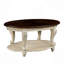 Table, table basse ovale en bois de 42 po pour le salon, table basse en bois massif à 2 niveaux avec tablette de rangement ouverte, assemblage facile