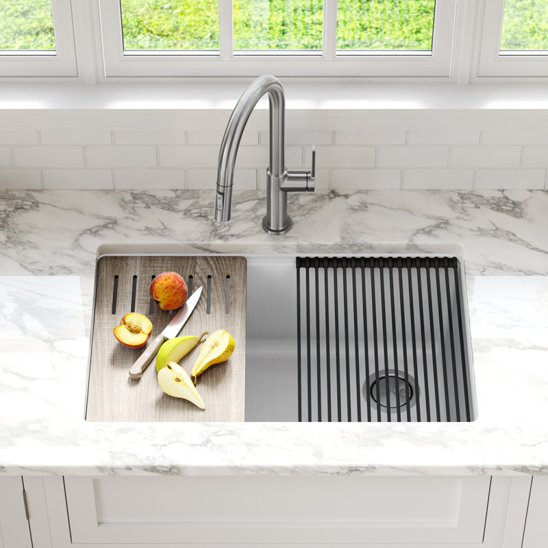 KRAUS Bellucci 30in. Undermount Workstation Granite Kitchen Sink with Accessories