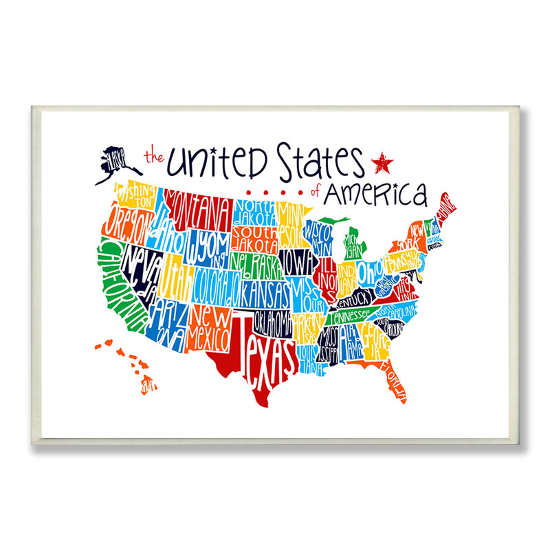«Burkett Wall Plaque USA Map», art textuel, H 15 po x l 10 po, Plaque murale