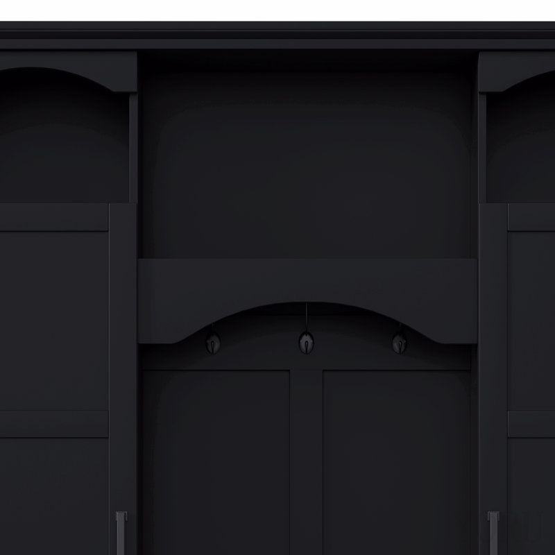 Portemanteau tout-en-un moderne avec tablettes réglables, banc de rangement arqué classique avec armoires latérales doubles, organisateur de hall d'entrée élégant avec 7 crochets pour vestibule, couloir, noir