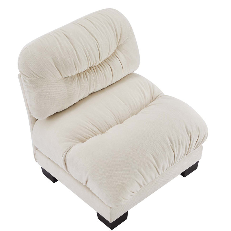 Canapé sans accoudoirs Flora Chenille, Beige