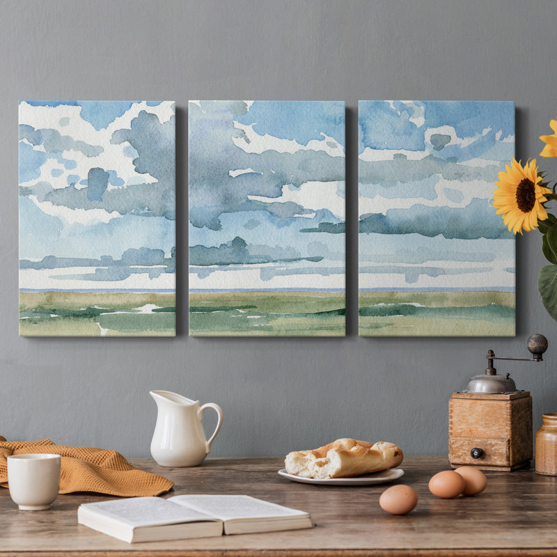Open Sky Study II - Toile tendue avec châssis de qualité supérieure - Prêt à être accroché, H 18 po x l 36 po x P 1 po
