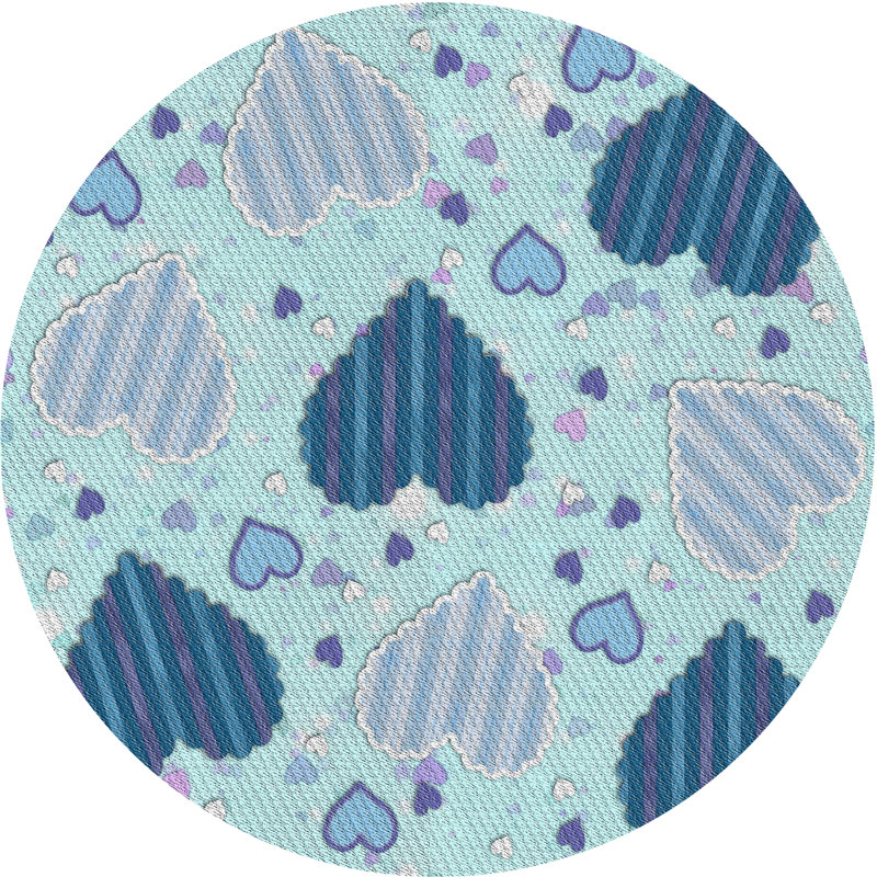 Tapis bleu marine à motifs Adilene, Rond 8 pi