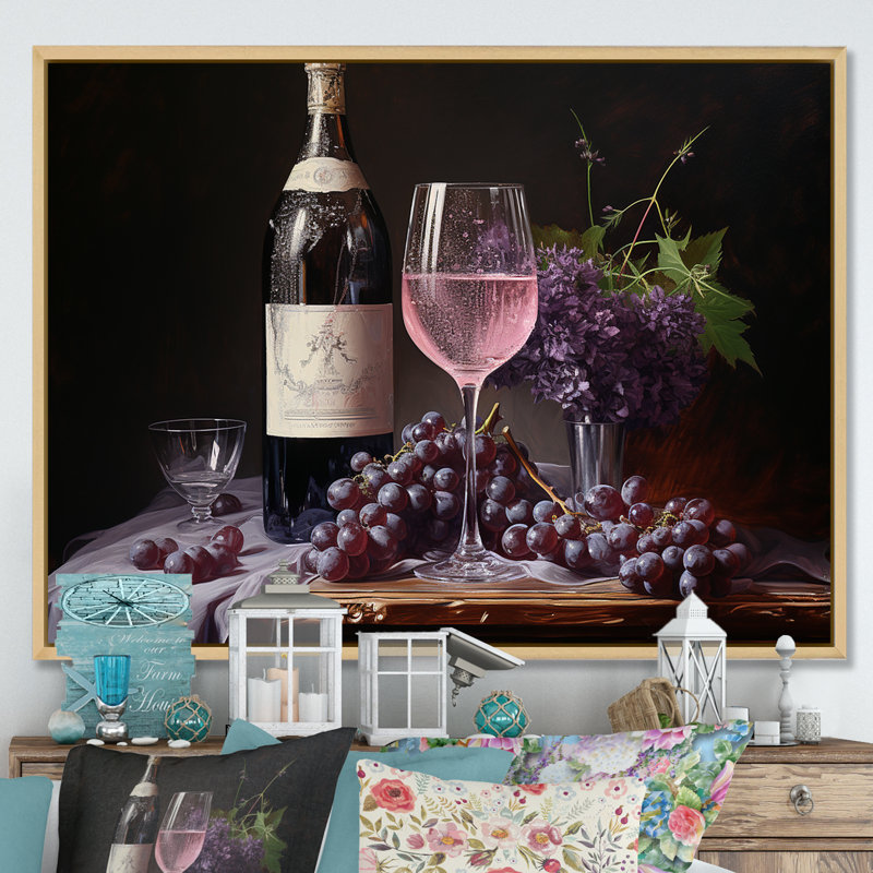 Lambrusco lustre sur toile, Cadre naturel flottant, H 12 po x l 20 po