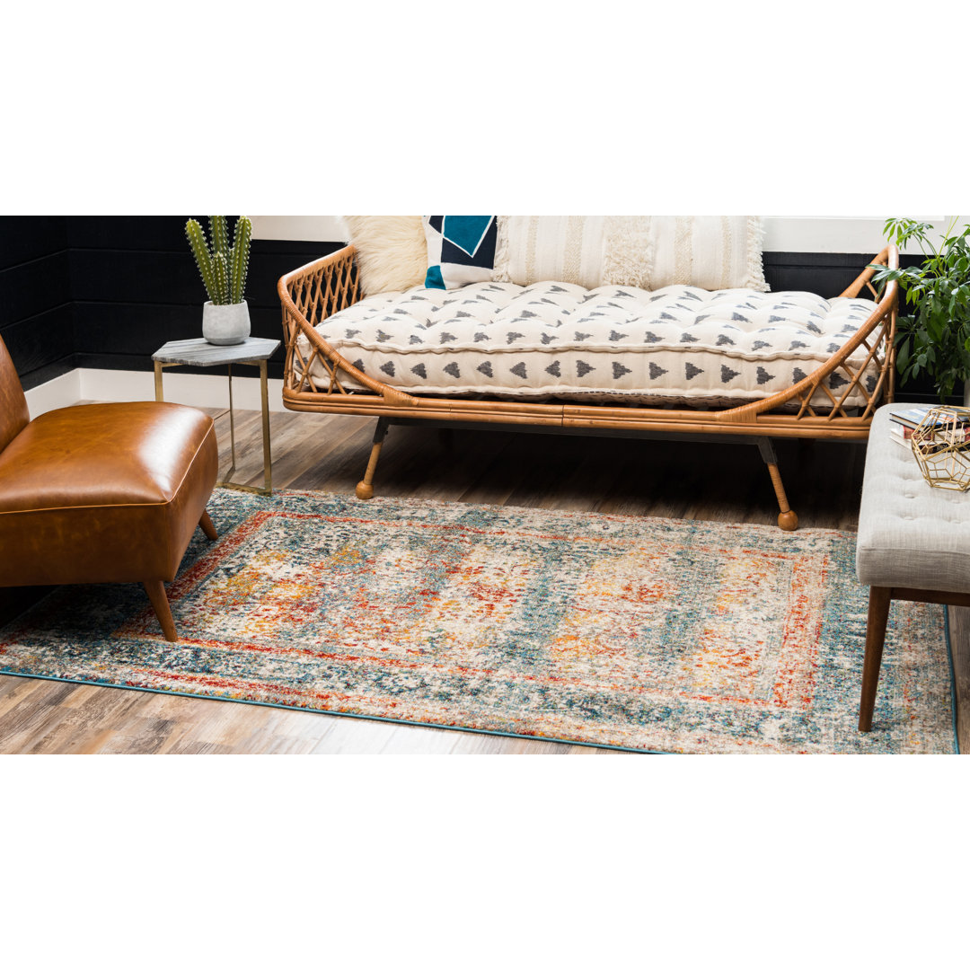 Walmoor Oriental Blue Area Rug Bungalow Rose Rug