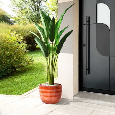 4 pots de fleurs en céramique corail, pot à chaleur et décoloration, drainage intégré pour les plantes, placement polyvalent à l'intérieur à l'extérieur, L 13,87 po x l 11,29 po, pot à fleurs moderne en céramique de 31,05 lb