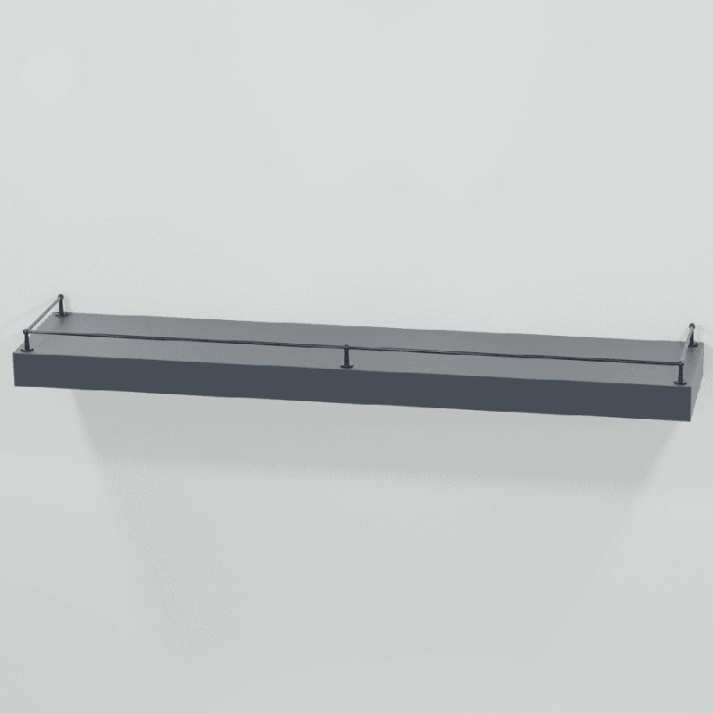 Ensemble de rail de galerie traditionnel, pour étagère - plat , Noir mat, H 1,71 po x l 48 po x P 12 po