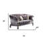 Causeuse et coussins en velours mauve et platine 76 po 76 po