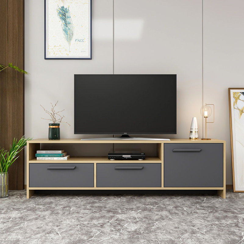 Meuble télé pour téléviseur de 75 po ou moins Conalin, Chêne / anthracite