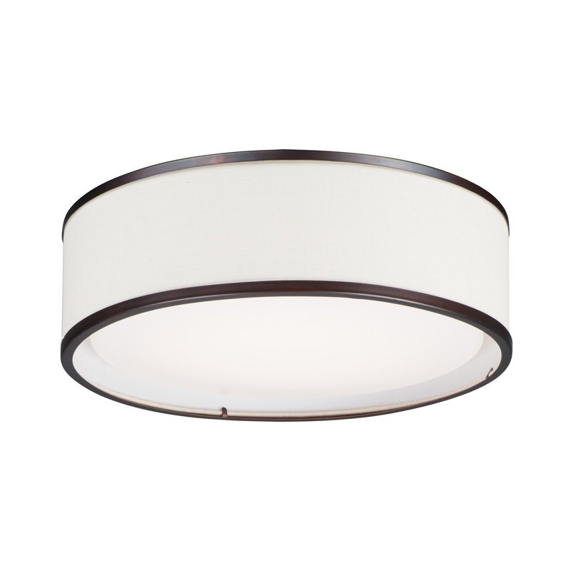 Plafonnier encastré cylindrique à DEL 1 lumière Jessalyn, H 5,5 po x l 16 po x P 16 po, Nickel satiné / Blanc